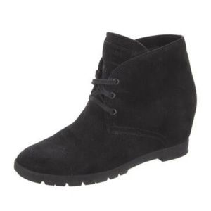 Prada Sport Suede Lace Up Wedge Boots 39.5 8.5